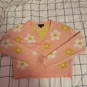 Girls flower cardigan art class